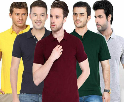 Men's Premium Polo T-Shirt - Pack of 5 (Multi-Color)