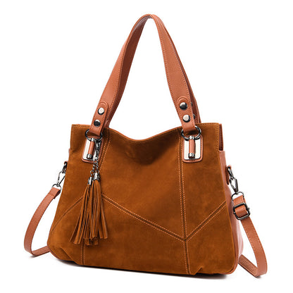 Womens Retro Tassel Zipper Suede Shoulder Crossbody Bag