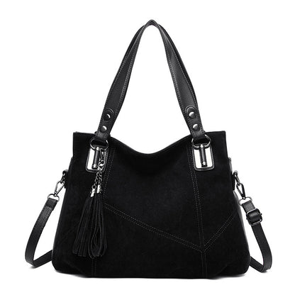 Womens Retro Tassel Zipper Suede Shoulder Crossbody Bag