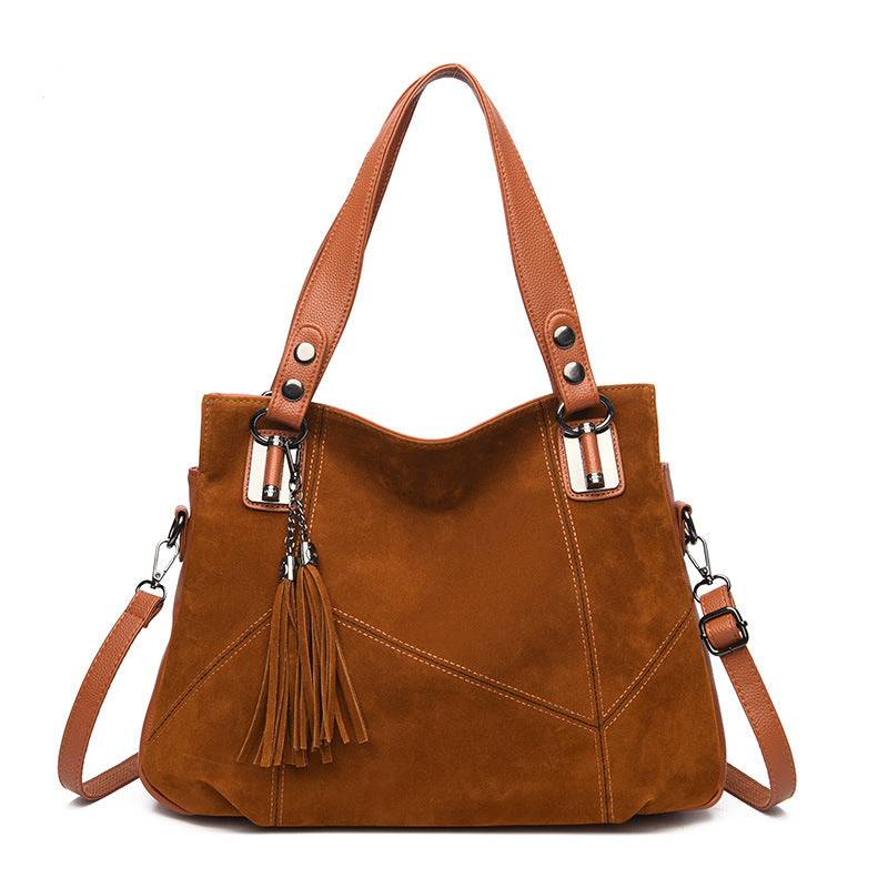 Womens Retro Tassel Zipper Suede Shoulder Crossbody Bag