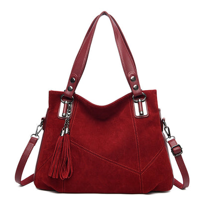 Womens Retro Tassel Zipper Suede Shoulder Crossbody Bag
